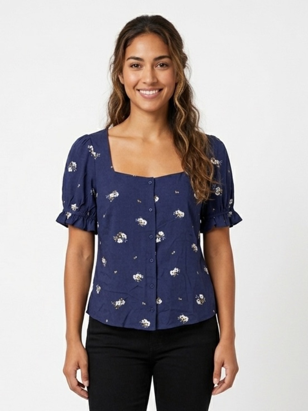 🌼 Elodie Navy Floral Blouse- NWT 🌼